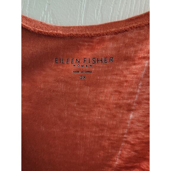 Eileen Fisher SZ 2X Linen Burnt Orange Oversized Racerback Tunic Tank Comfy Cool - Picture 4 of 5